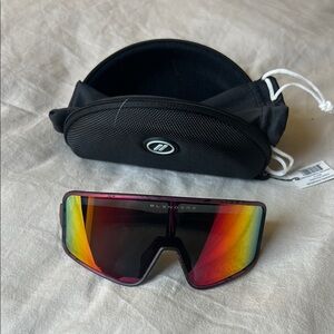 Purple Shield Sunglasses with Mirrored Lens